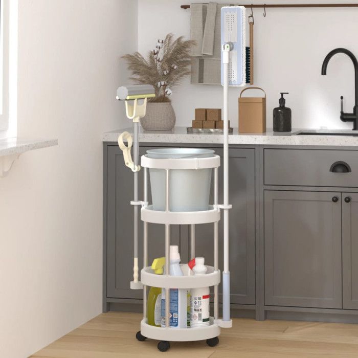 Chariot de ménage avec panier de rangement Aluminium