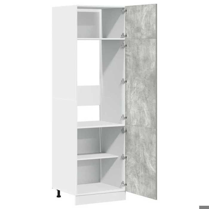 Promotion mai * Armoire de réfrigérateur Lyon - Buffet de cuisine - Gris béton 60x57x207 cm EU8856856124