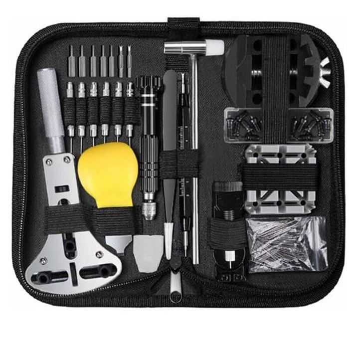 153 Pièces Outils de Montre Professionnels Ouvre-Boîtier Tournevis Kit de Changement de Batterie ECHARPE DE PORTAGE