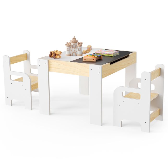 Ensemble de sièges pour Enfants Set 2 chaises et 1 Table en Bois Table de Jeu avec Rangement Coin Jeu pour Enfants
