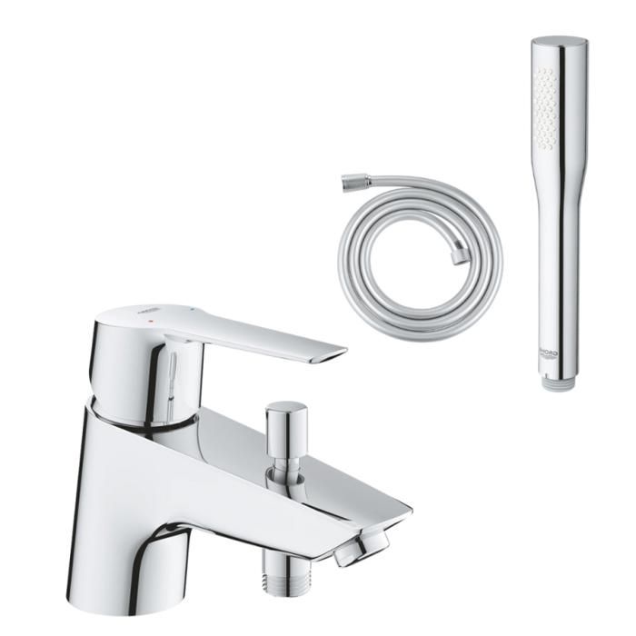 Grohe Pack mitigeur mécanique bain douche Start Quickfix + Douchette 1 jet Vitalio Get Stick et flexible