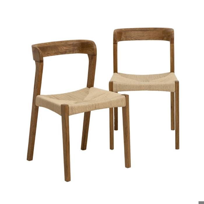 Chaise en bois de chêne et en corde Auren (lot de 2)