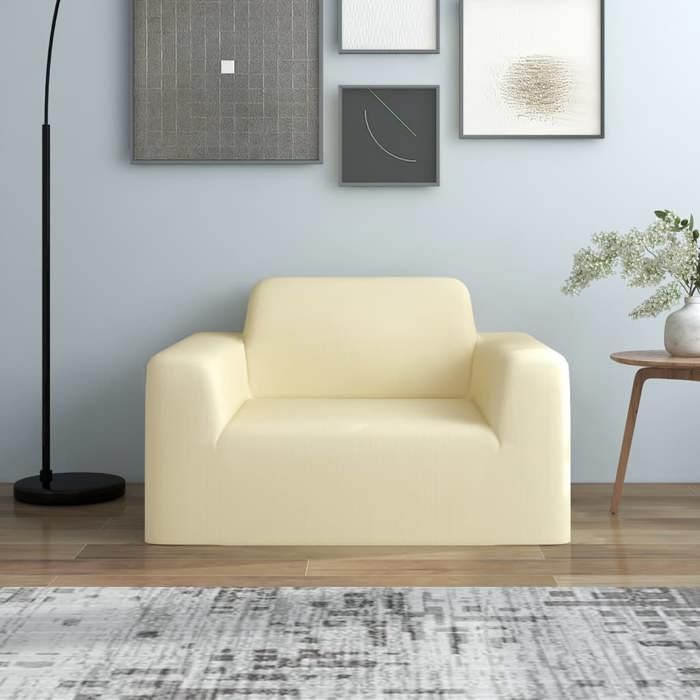 GKKS Housse extensible - de canapé Crème Jersey de polyester - résistantes aux égratignures @442