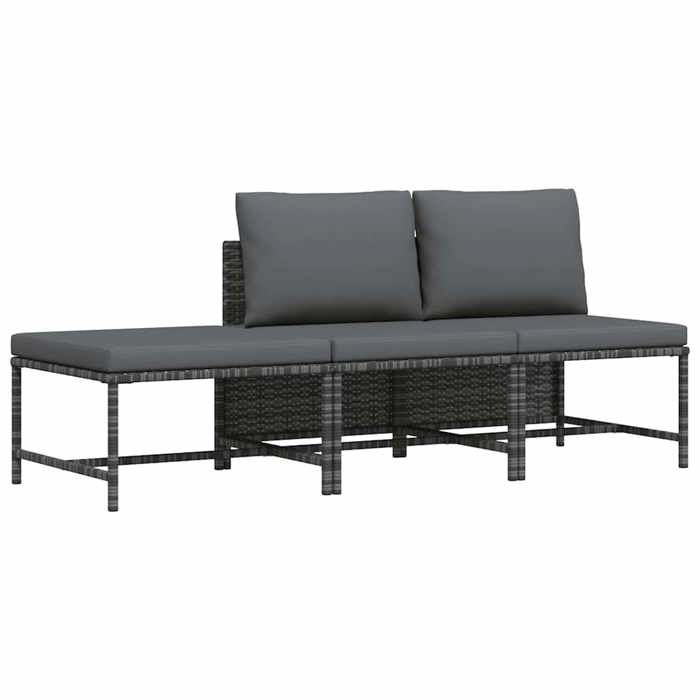 SALE 2026 Siège DE JARDIN Gris - Salon de jardin 3 pcs avec coussins Gris Résine tressée PRO272726857