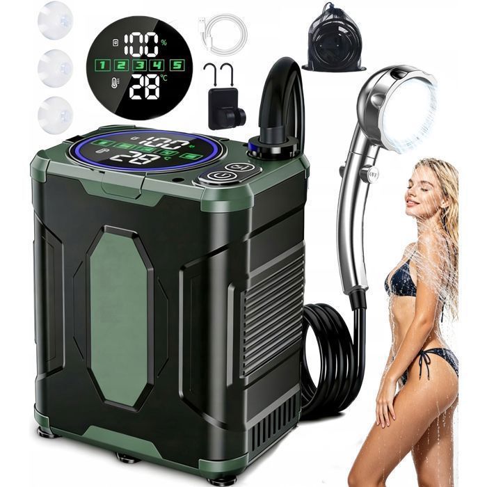 Douche de Camping Portable10000mAhAfficheur Intelligent et 5 Vitesses Réglables pour ExtérieureCampingvoyagesjardin