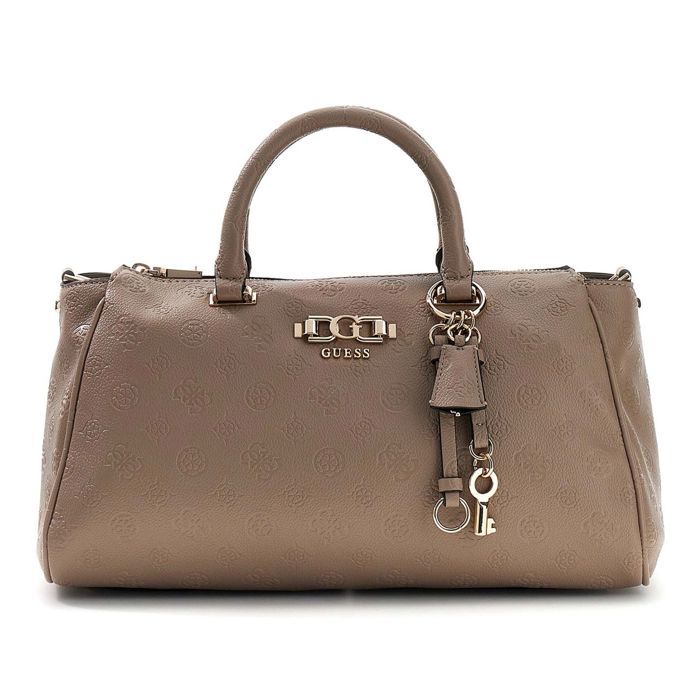 GUESS Sac à main taupe pour femme - Anise Box Satchel L Dark Taupe Logo 336865
