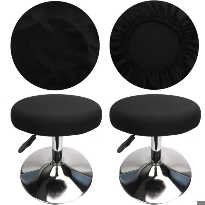 Housse de tabouret rond - PZCC - Velours - Diamètre 30 cm - Extensible - Lot de 2