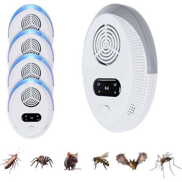 Répulsif ultrasonique nuisibles - PZCC - 6 pièces - Anti souris - Anti moustique - Anti cafard - Anti araignées