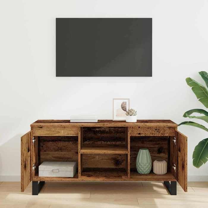 Cabinet TV - Marron - Meuble TV pour Télévision - 1 PC - Bois Ancien 104x35x50 cm Bois dingénierie T2181