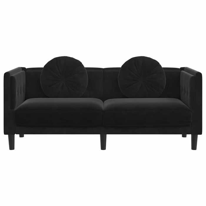 Canapé avec coussins 2 places - NANAS - Sofa-2 PERSONNES - Loveseat - noir velours C2036035