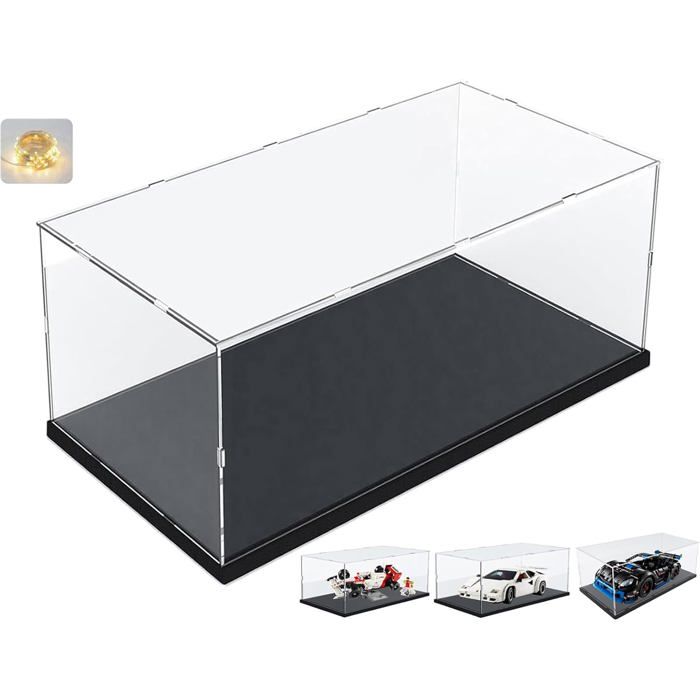 Vitrine acrylique plexiglas transparente pour Lego 10330 10295 10337 10353 43268 76450 42176 42160 10300 75435 Avec LED 40x20x20cm