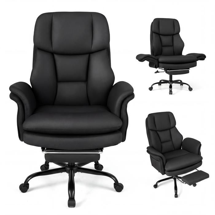 COSTWAY Fauteuil Relax Bureau Inclinable 135° Accoudoirs 5 Positions Rabattables Repose-Pieds Intégré Charge Maximale 150kg Noir COSTWAY Fauteuil Relax Bureau Inclinable 135° Accoudoirs 5 Positions Rabattables Repose-Pieds Intégré Charge Maximale 150kg Noir