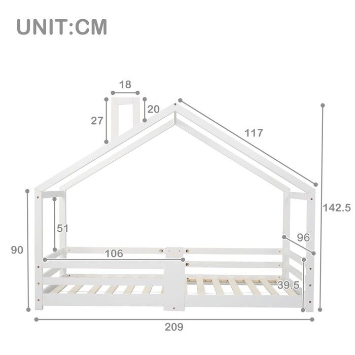 Lit cabane enfant blanc en bois massif - BLACKCOLOR - 90x200 cm - Sommier à lattes - Protection anti-chute - 15 lattes Lit cabane enfant blanc en bois massif - BLACKCOLOR - 90x200 cm - Sommier à lattes - Protection anti-chute - 15 lattes