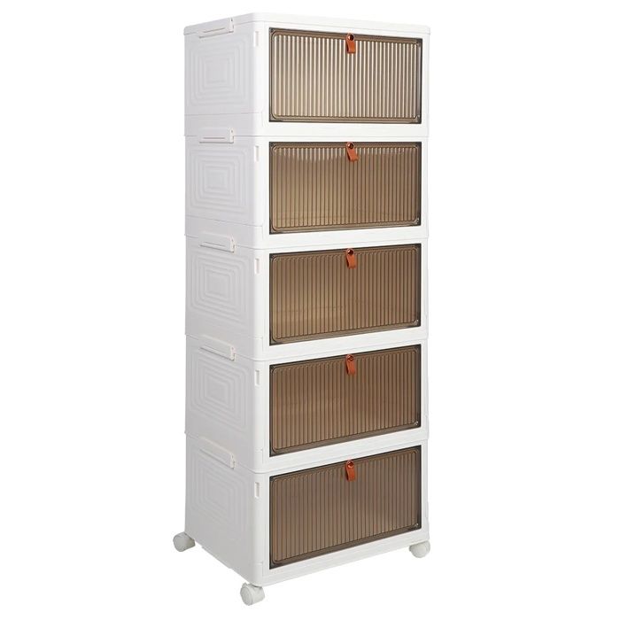 Boîte de rangement design pliable mobile avec roues 5 niveaux