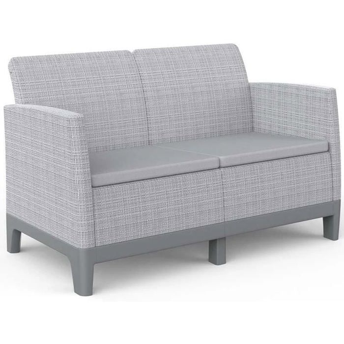 Canapé de jardin en plastique - KETER - Scandi Form - 124 5 x 77 5 x 73 cm - 2 personnes - Gris clair / gris acier foncé Canapé de jardin en plastique - KETER - Scandi Form - 124 5 x 77 5 x 73 cm - 2 personnes - Gris clair / gris acier foncé