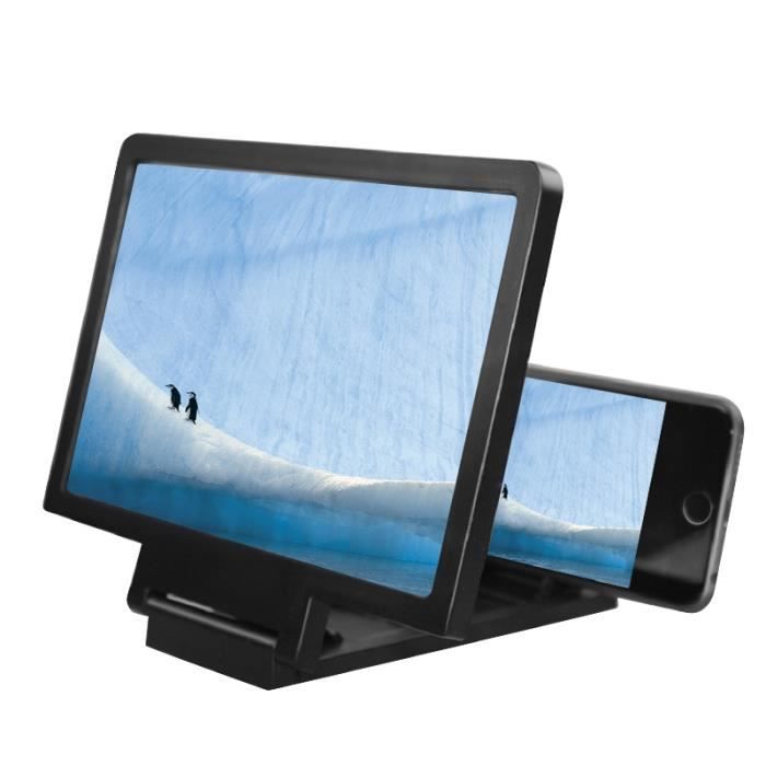 Loupe D'Écran Pour Smartphone - 12 Pouces, Lentille HD, Anti-Lumière Bleue, Pliable Et Réglable - Pour Films Et Série - Noir