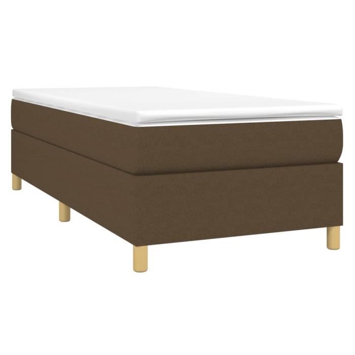 Sommier tapissier - AKOZON - 100x200 cm - Marron foncé - Lattes en contreplaqué - Pieds robustes