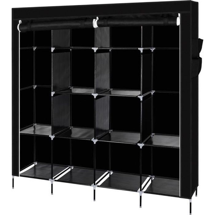 Armoire de chambre - 1695 x 44 x 1685/1815cm - Résistant à la poussière et à leau - Noir Armoire de chambre - 1695 x 44 x 1685/1815cm - Résistant à la poussière et à leau - Noir