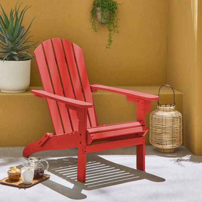 fauteuil de jardin en bois - adirondack salamanca terracotta- eucalyptus fsc, chaise de terrasse retro, siège de plage pliable