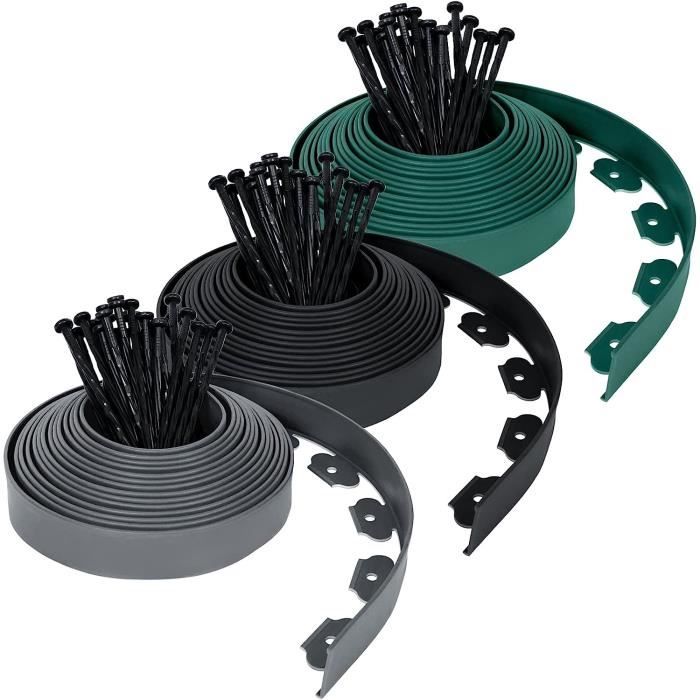 Bordure De Pelouse Flexible – 9 M De Long, Hauteur 30 Cm, Plastique PP Vert – Pour Jardin, Allées, Séparation