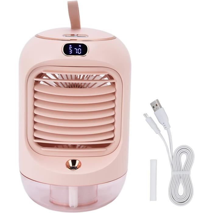 Climatiseur Portable, Mini Ventilateur De Refroidissement Refroidisseur Dair 3 Vitesses De Vent Humidificateur De Bureau Alimente Par Usb Veilleuse Rose 84541720