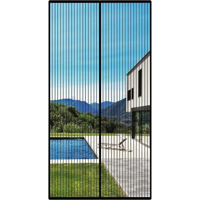 Moustiquaire - Rideau Magnétique - 100x200 CM - Fibre de Verre - Couleur Noir