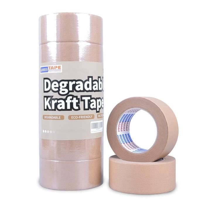 Ruban Adhésif Kraft Biodégradable 50mm X 50m - Bande D'Emballage Écologique En Papier Pour Colis Et Déménagement