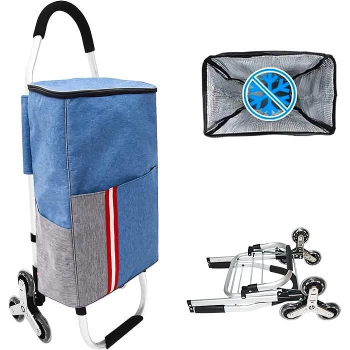 Chariot De Courses Pliable Hoppa 6 Roues - Léger 3,7 Kg, 74 Litres, Noir, Poignée Réglable, Sac Polyester