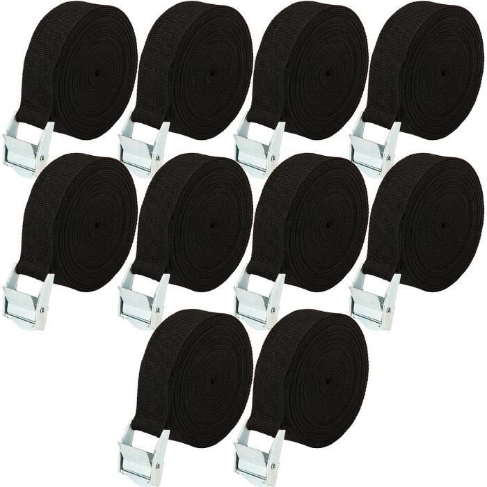 Sangles D'arrimage à Cliquet 5 Tonnes - Lot De 10, 8 M, Largeur 50 Mm - Pour Remorque, Camping, Transport - Crochets Robustes, Sécurité Renforcée - 2