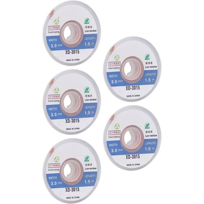 TOWOT Tresse à Dessouder, Trèsse dessouder de 3 m de long utilisée pour enlever la soudure et démonter les composants électriques, tresse de dessoudage(2pcs 2.5mm 3.0m