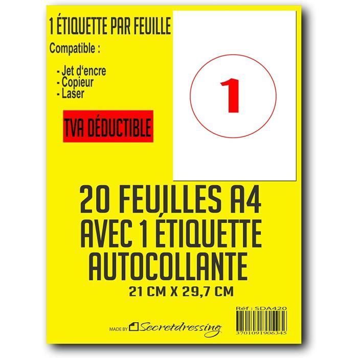 Étiquettes Autocollantes 50x25 Mm – 20 Planches De 44 Étiquettes, Blanc Mat, Pour Imprimantes