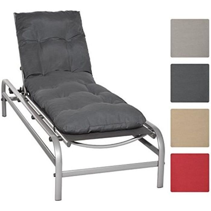 Beautissu Coussin bain de soleil Flair RL 190x60x8cm - Gris graphite - Coussin transat Coussin chaise longue Matelas de jardin