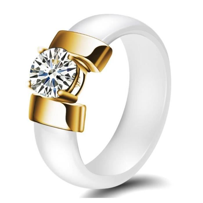 Bague Noire Zirconium – Taille 54 / US 7 – Homme Et Femme – Bijou Fantaisie