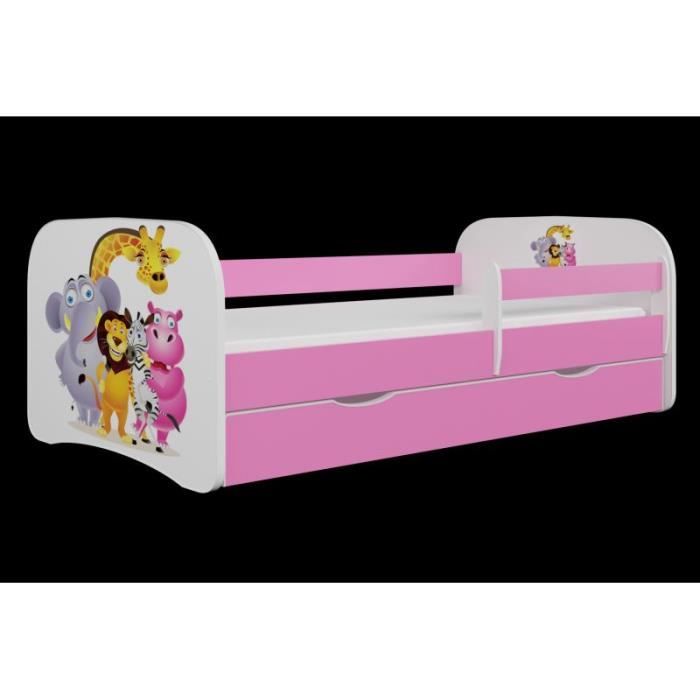 Kocot Kids Lit Babydreams zoo rose avec un tiroir matelas 140/70 - 5903271989362 Kocot Kids Lit Babydreams zoo rose avec un tiroir matelas 140/70 - 5903271989362