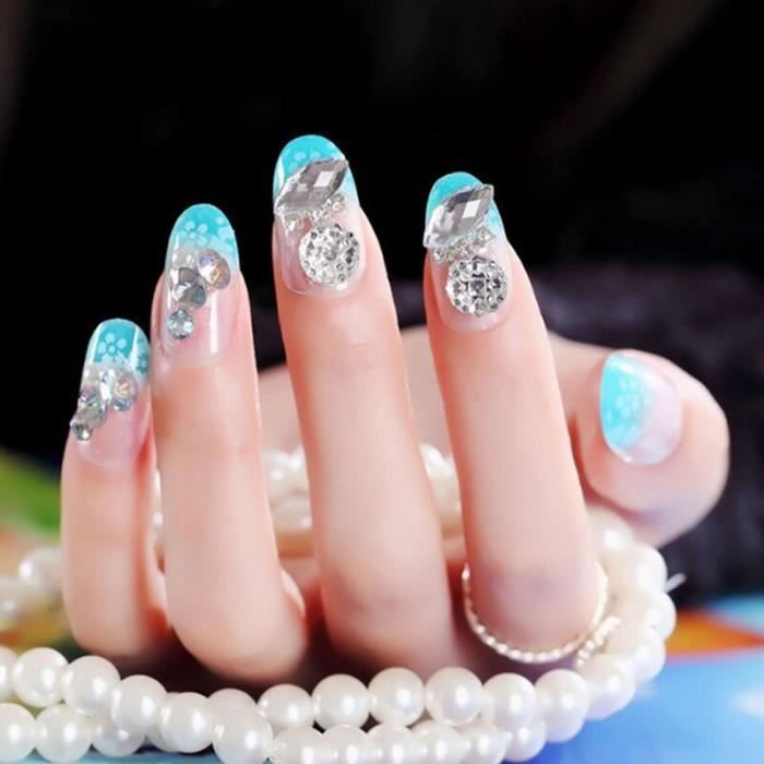 24 Pieces Elegant Bleu Faux Ongles Courts Ongles Art Conseils Rose Ovale Longue Mariee Faux Ongles Pour Cadeaux De Mariage Vacance Achat Vente Kit Faux Ongles 24 Pieces Elegant Bleu Faux On Cdiscount