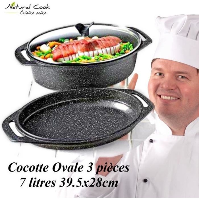 Cocotte 3 pièces 7 litres 39,5x28cm - Espace Cuisine Professionnel