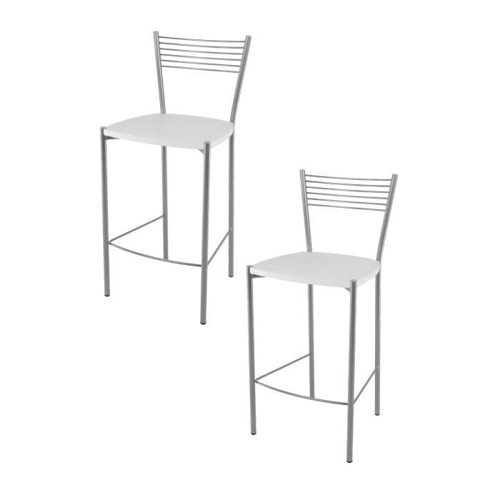 Tommychairs - Set 2 tabourets bar ELEGANCE robuste structure en acier peindré en aluminium et assise en bois laqué couleur blanc