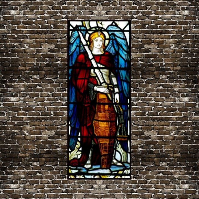 Siunwdiy Film della Chiesa Vitrail per Vintage Glass Style Europeo Translucido Autoadesivo Strap Pellicola Film Adesivi Porta cinematografica Dimensioni Personalizzate,D,40x60cm(16x24