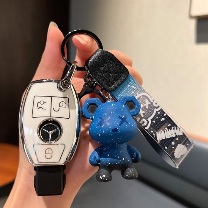 OFFCURVE Etui A Cle Voiture Coque Clé, Étui à Clés Couvre Clef Cache Clef 3 Boutons Apte à Mercedes Benz Classe C W206 Classe S W223 S300 S350 S400 S450 S500 S350l