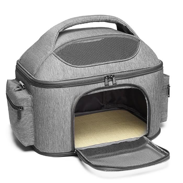 elifuzhg sac à dos chat chien - sac transport chat chien respirant et pliable gris - portez-la avec vous / caisse pliable