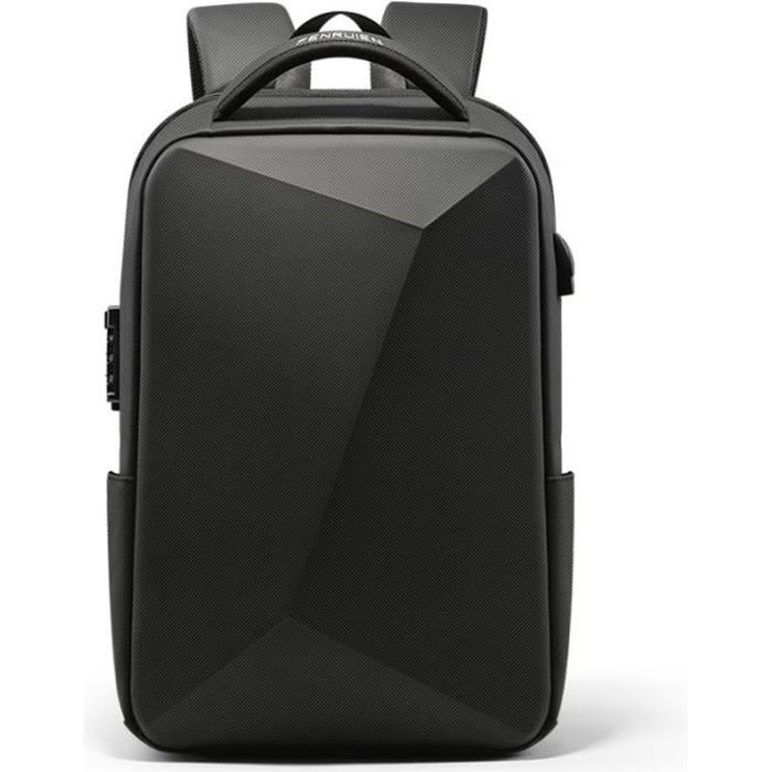 Noir régulier - sac à dos pour hommes d'affaires, avec chargeur USB, Anti-vol, étanche, noir, ultraléger, pou