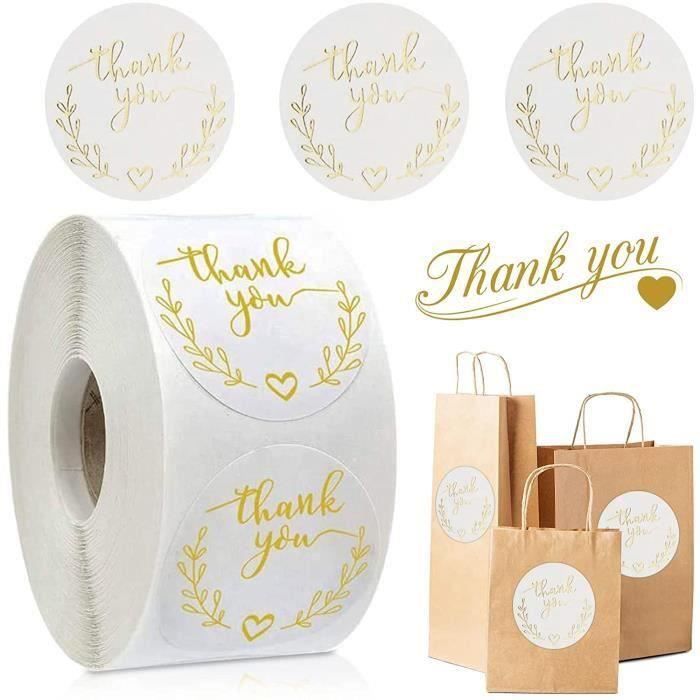 50 Autocollants Personnalisés 'Merci' Pour Mariage - Ronds 40mm - Parfaits Pour Dragées Et Cartes