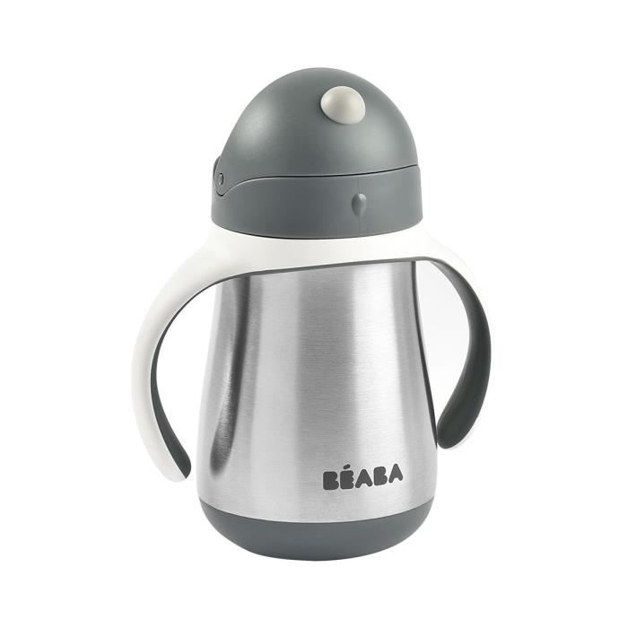 BEABA, Biberon/Tasse d'apprentissage/Gourde Bébé 2 en 1, Tasse Paille Enfant, Inox 100% étanche, Ant