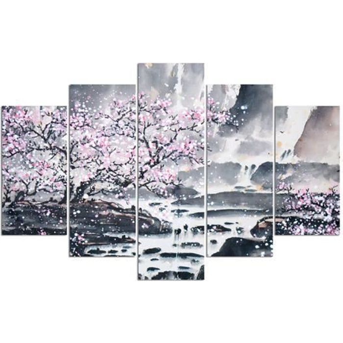150 x 50 cm Toile sur châssis le Japon Fleurs de Cerisier sur toile comme panoramique 