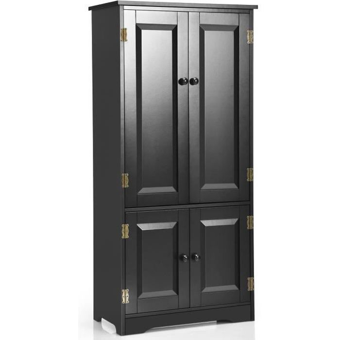 costway armoire de rangement avec 2 porte de style vintage, 2 étagères réglables, dispositif anti-dumping, 59 x 32 x 123 cm, noir