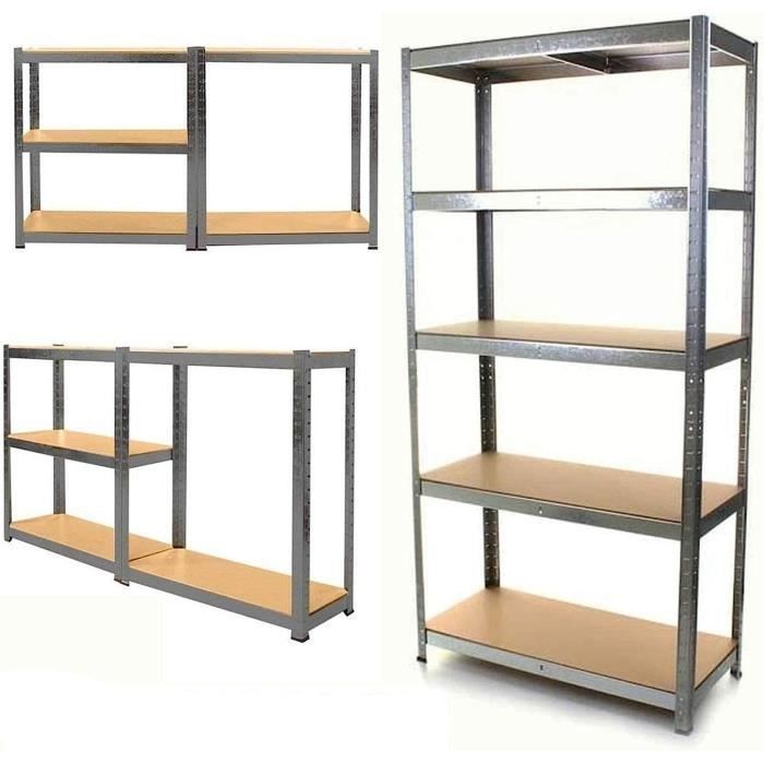 Étagère Charge Lourde 180x90x40cm étagère en métal avec 5 Plateaux