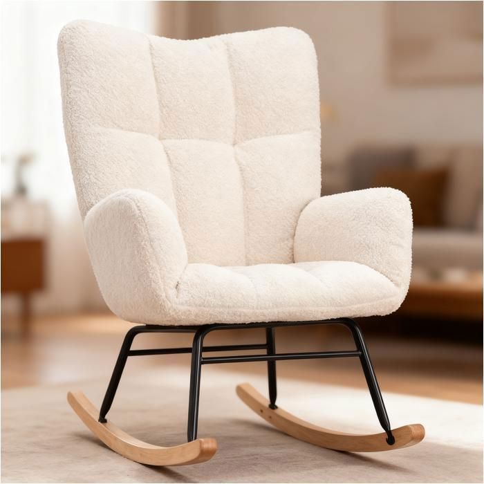 Fauteuil à Bascule International, Velours Multicouleur, Rembourré Polyester, 60cm Haut