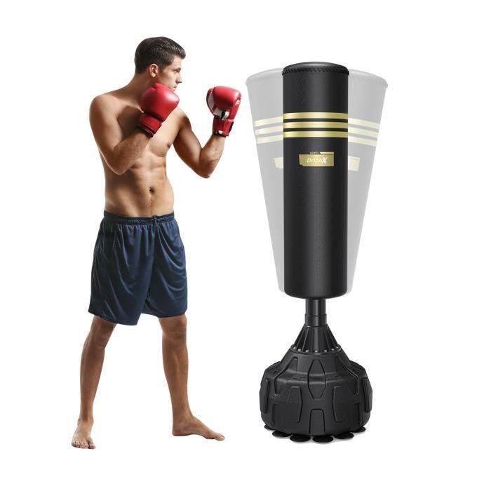 Dripex sac de frappe sur pied 165 cm sac de boxe adulte punching ball avec 19 ventouses