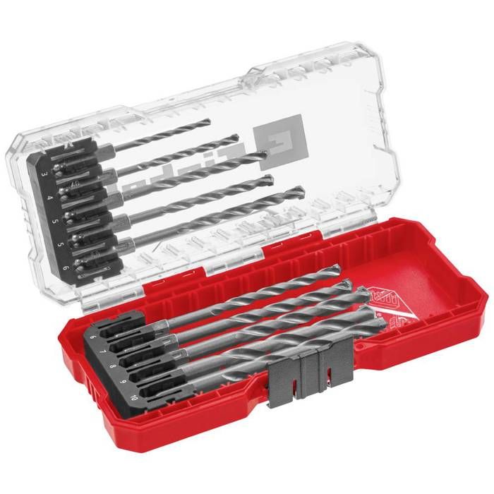 Einhell 108743 acier à métaux Jeu de forets spiralés pour pierre 10 pièces 3 mm 4 mm 5 mm 6 mm 7 mm 8 mm 9 mm 10