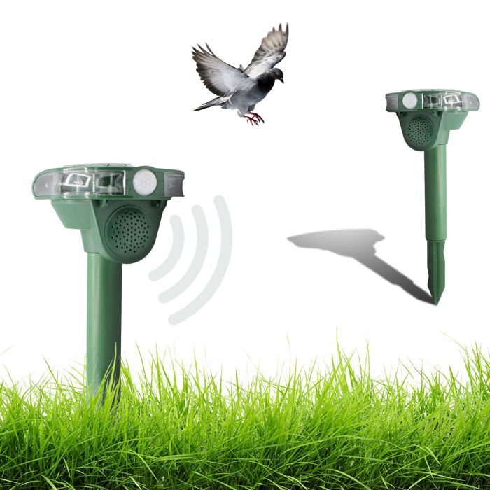 Repulsif Pigeon Solaire Extérieur Répulsif Ultrason Solaire Animaux - 5 Modes, Détection 32ft Répulsif Solaire Animaux